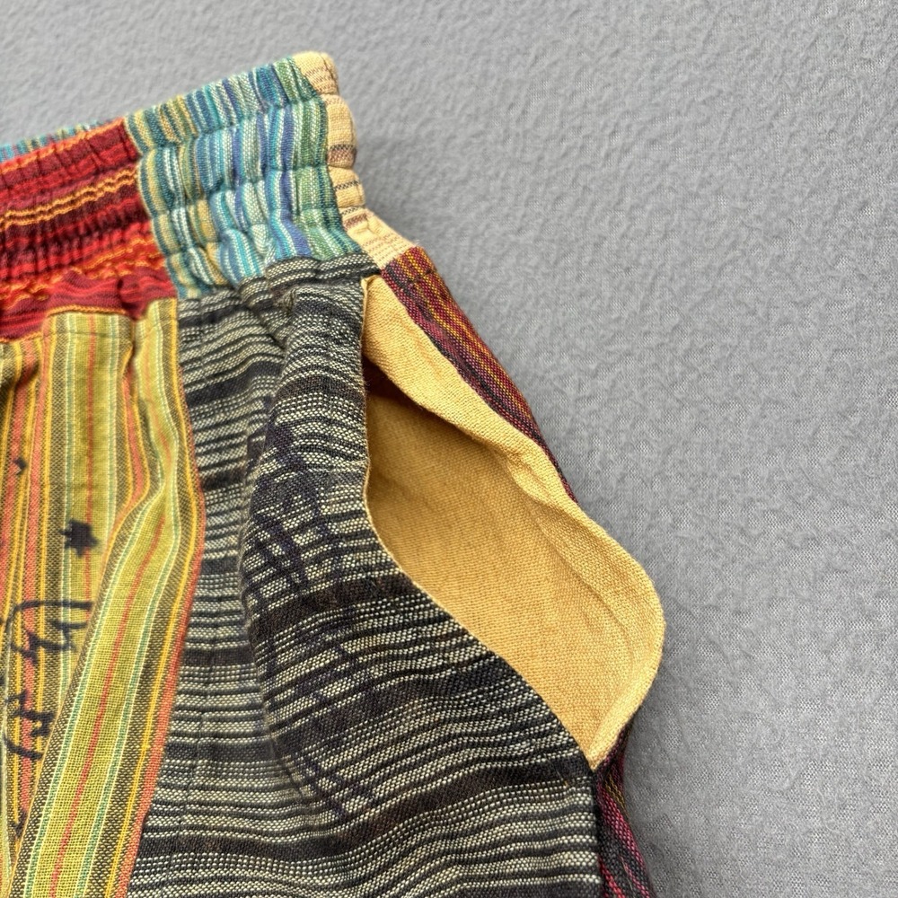 Patchwork Striped Midi Skirt Size S Boho Hippie Retro 100% Cotton Made in Nepal - Picture 6 of 13